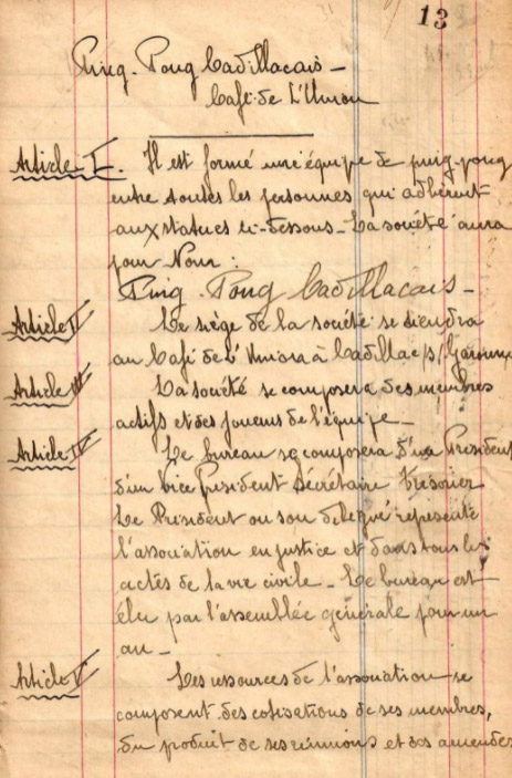 Première page des statuts de 1964