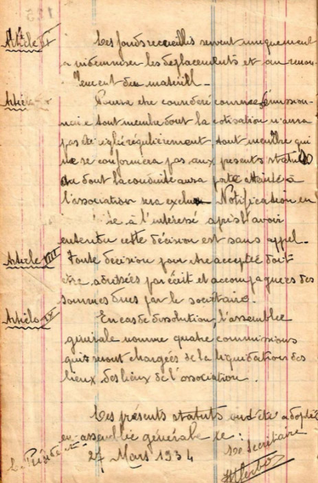 Deuxième page des statuts de 1964